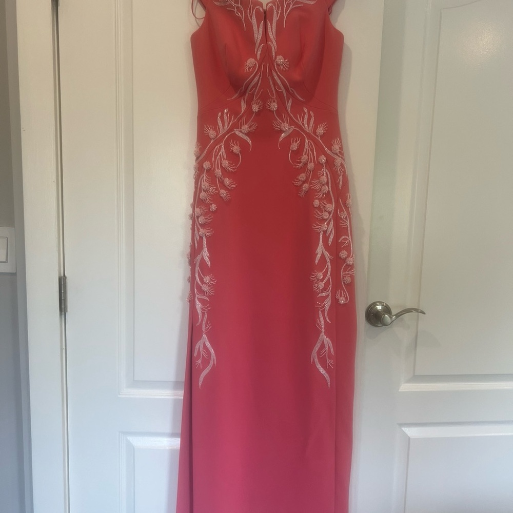 Zac Posen Coral Maxi Dress with bead Embroidery